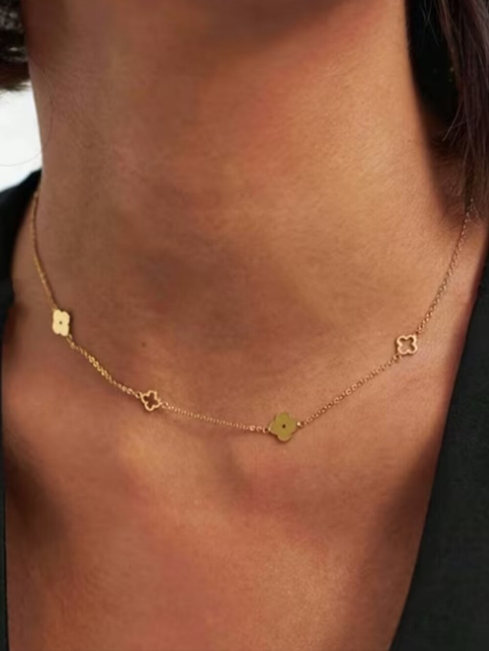Gold Filled Floral Clover Necklace